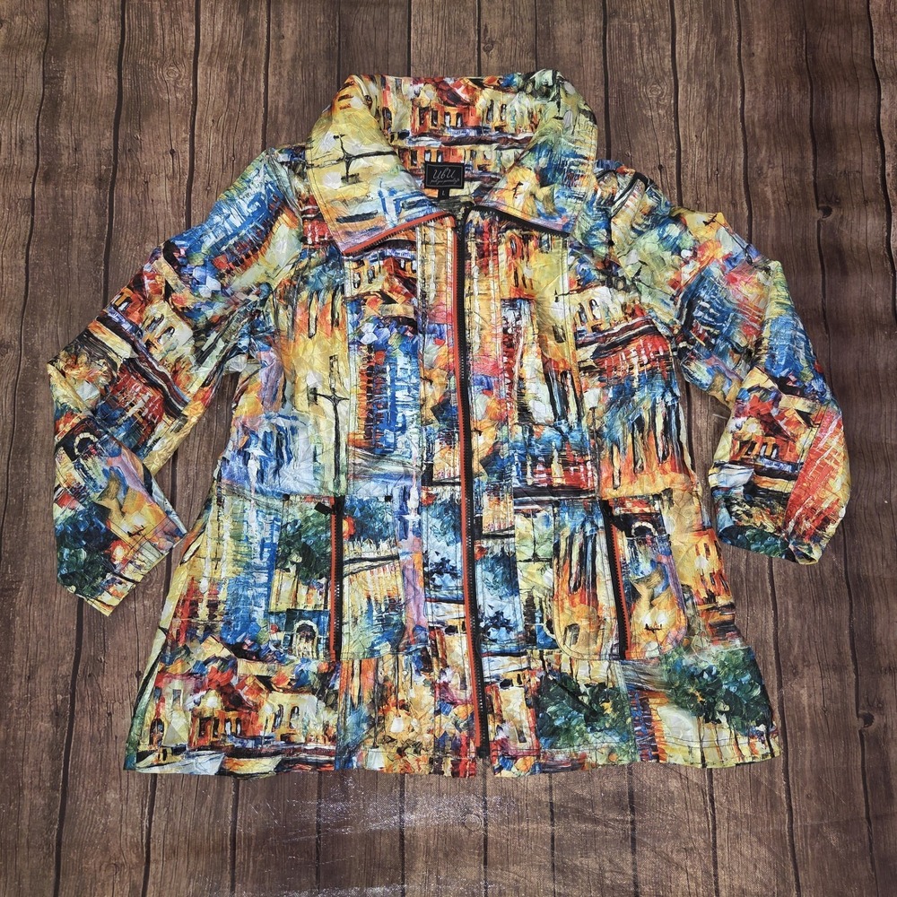 UBU Colorful Packable Windbreaker Jacket L Multicolor Artsy Eclectic Grandpa